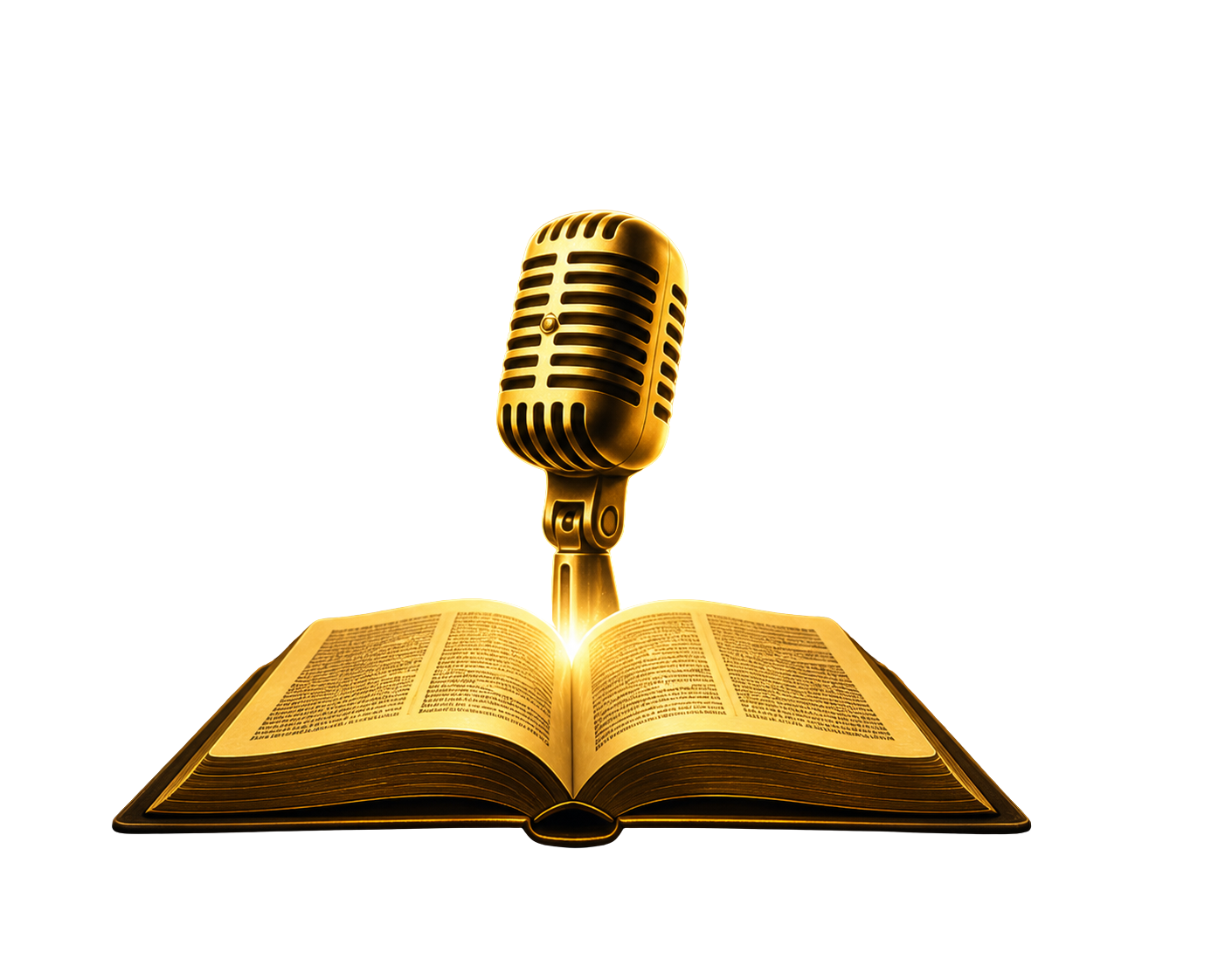 Open Bible with broadcast microphone